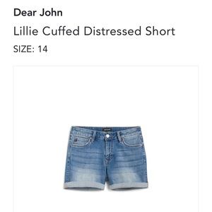 Dear John
Lillie Cuffed Distressed Short
SIZE: 14
